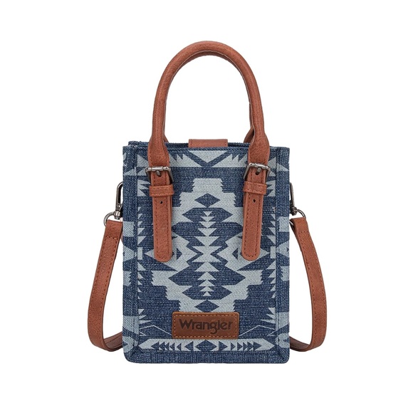 Wrangler Handbags - NWT Wrangler Ladies Laser Cut Print Denim Square Mini Crossbody